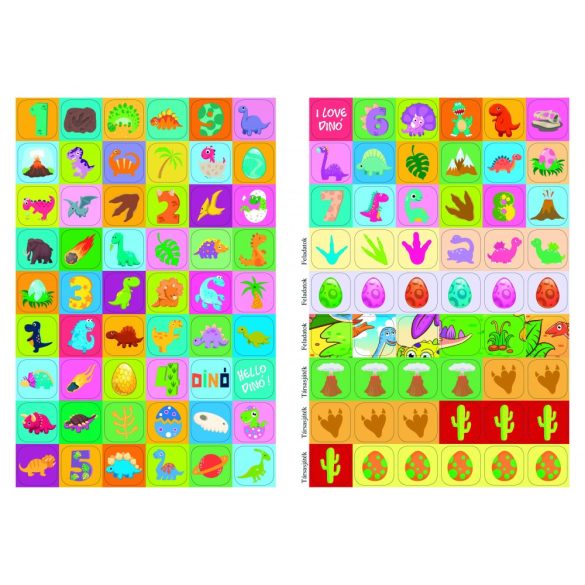 Dinóka móka - Játékos foglalkoztató gyerekeknek ,  Több mint 100 db matrica plusz társasjáték   5+