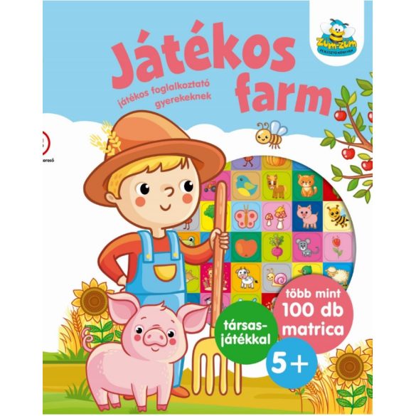 Játékos farm - Játékos foglalkoztató gyerekeknek   ,   több mint 100 db matrica   +   társasjáték