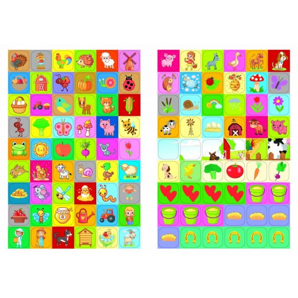 Játékos farm - Játékos foglalkoztató gyerekeknek   ,   több mint 100 db matrica   +   társasjáték