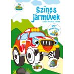   Színes járművek - színes vonalkás kifestő nagy matricákkal