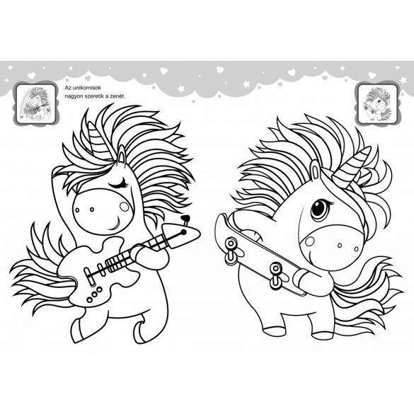 Játékos unikornisok - kifestő