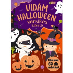   Vidám halloween versikés kifestő több mint  60 matricával