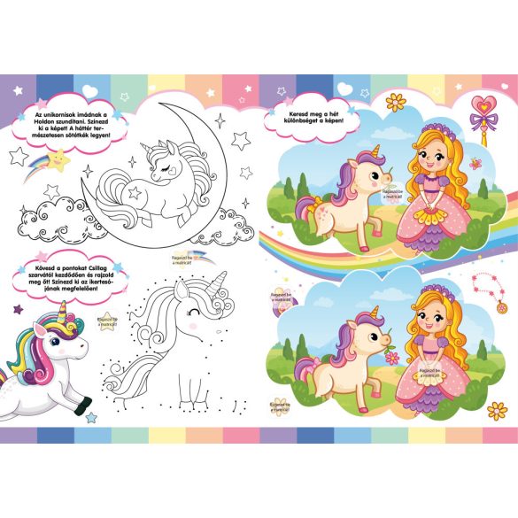 Gyönyörű unikornisok- Matricás, színezős foglalkoztató