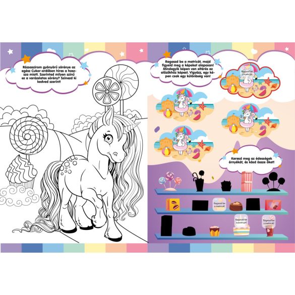 Gyönyörű unikornisok- Matricás, színezős foglalkoztató
