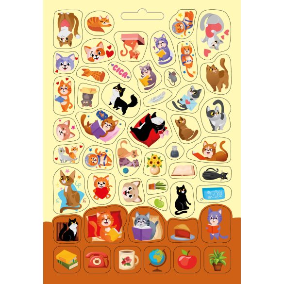 Játékos cicák készségfejlesztő 300 matricával