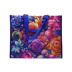 42*34,5cm lila virág nagy- bevásárlótáska