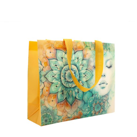 33*25cm zöld mandala közepes- bevásárlótáska