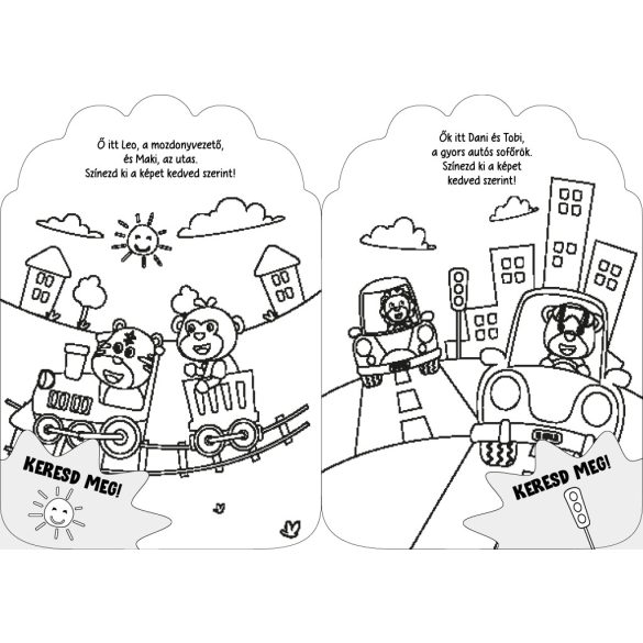 Színes járművek kifestő