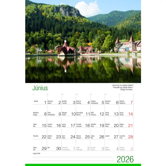 2026 Naptár: Szépséges Erdély