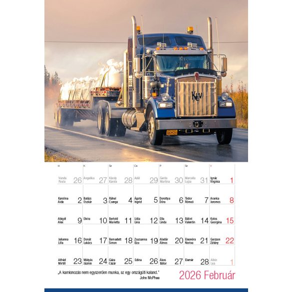 2026 Naptár: Kamionok