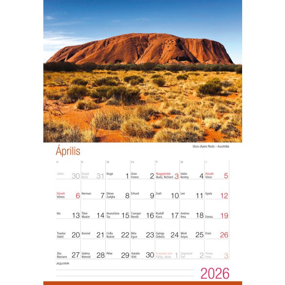 2026 Naptár: Csodálatos tájak