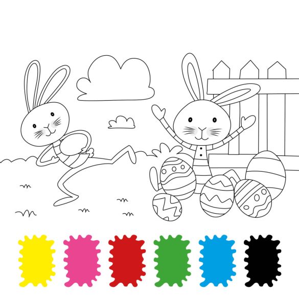 Húsvéti festegető -6 színű festékpalettával minden oldalon - ajándék ecsettel 