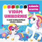   Vidám unikornis - 6 színű festékpalettával minden oldalon - ajándék ecsettel