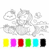 Vidám unikornis - 6 színű festékpalettával minden oldalon - ajándék ecsettel