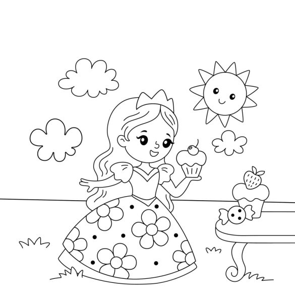 Bájos hercegnők - mágikus kifestő - ajándék ecsettel