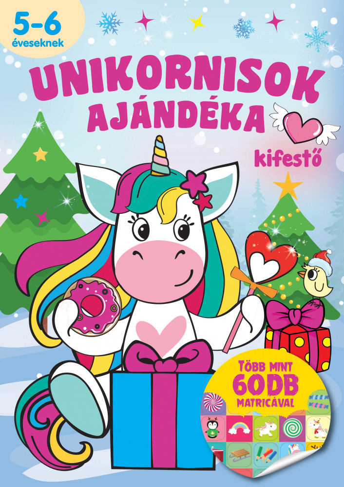 Unikornisok ajándéka - kifestő több mint 60 db matricával akciós termékkép 1