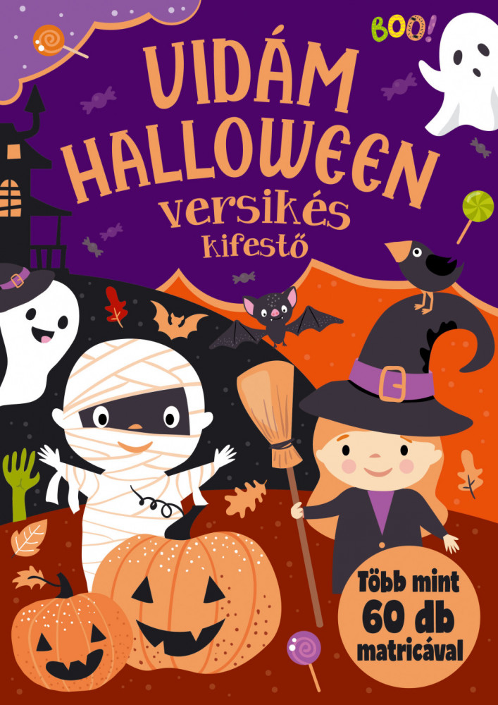 Vidám halloween versikés kifestő több mint 60 matricával