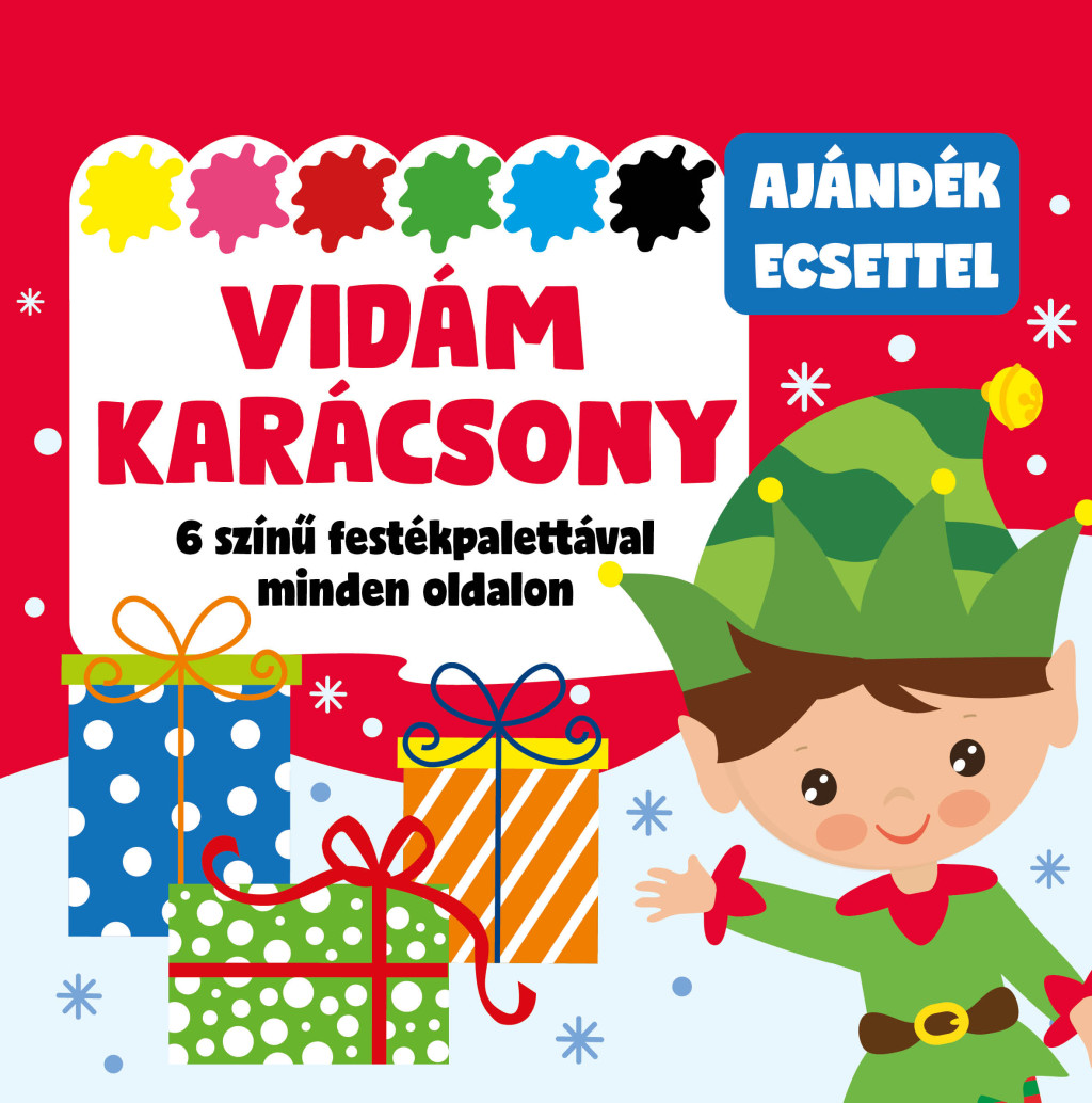 Vidám karácsony - 6 színű festékpalettával minden oldalon - ajándék ecsettel akciós termékkép 1