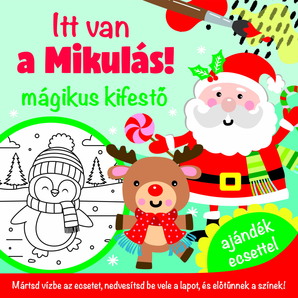 Itt van a Mikulás - mágikus kifestő - ajándék ecsettel akciós termékkép 1